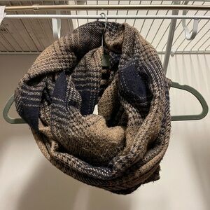bp Women's Navy and Tan Plaid Infinity Scarf